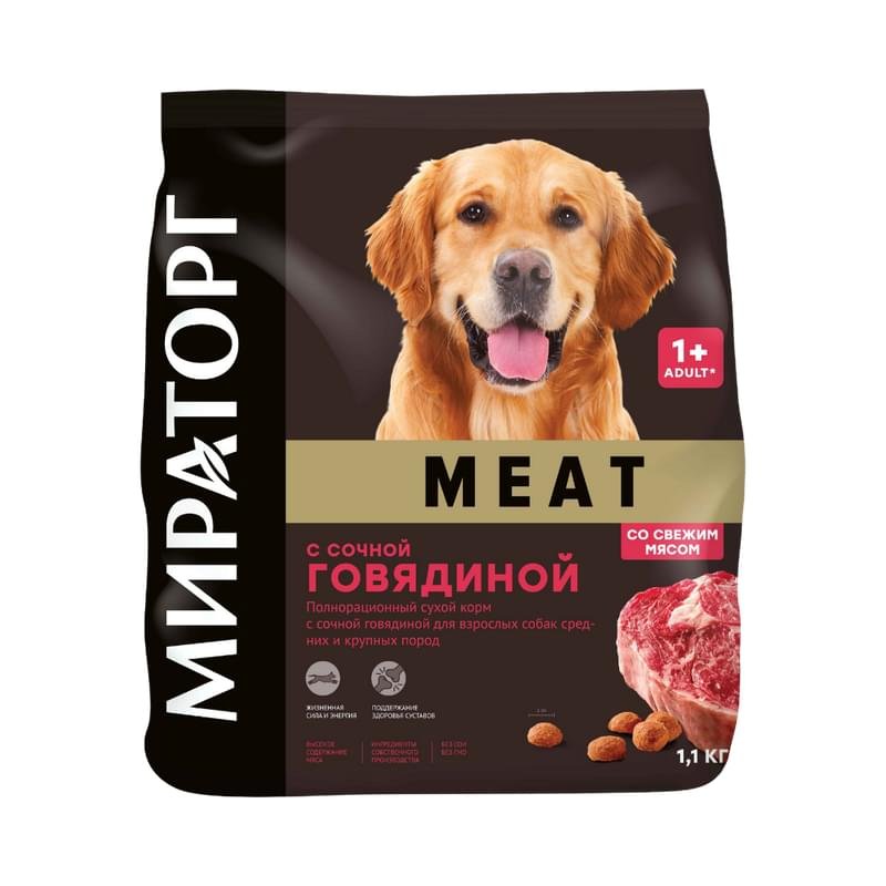 Корм сухой Winner meat с сочной говядиной для взрослых собак средних и крупных пород 1100 г - фото #0